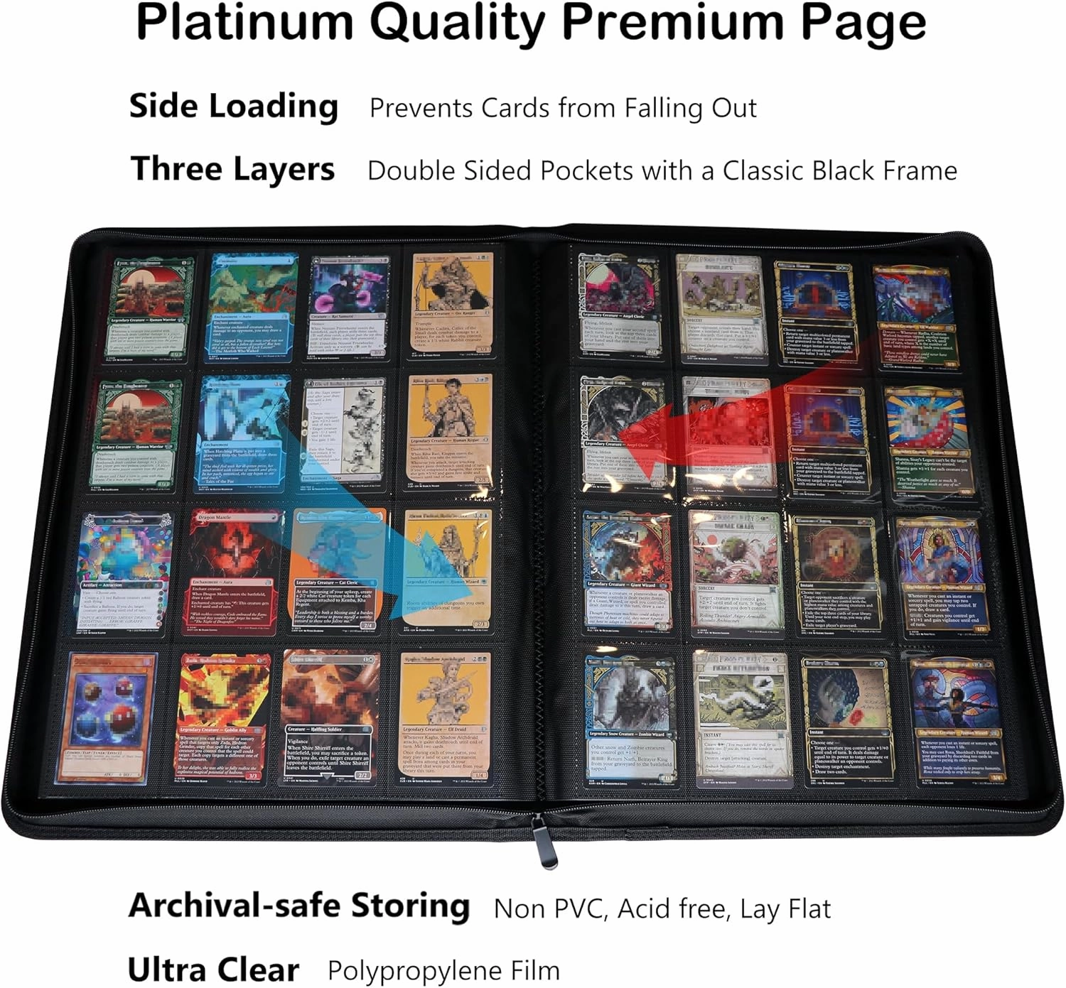 Rayvol Premium 16-Pocket Card Binder - Fits 1408 Trading Cards, Side Loading Ringless Card Collection Album for TCG -Violet