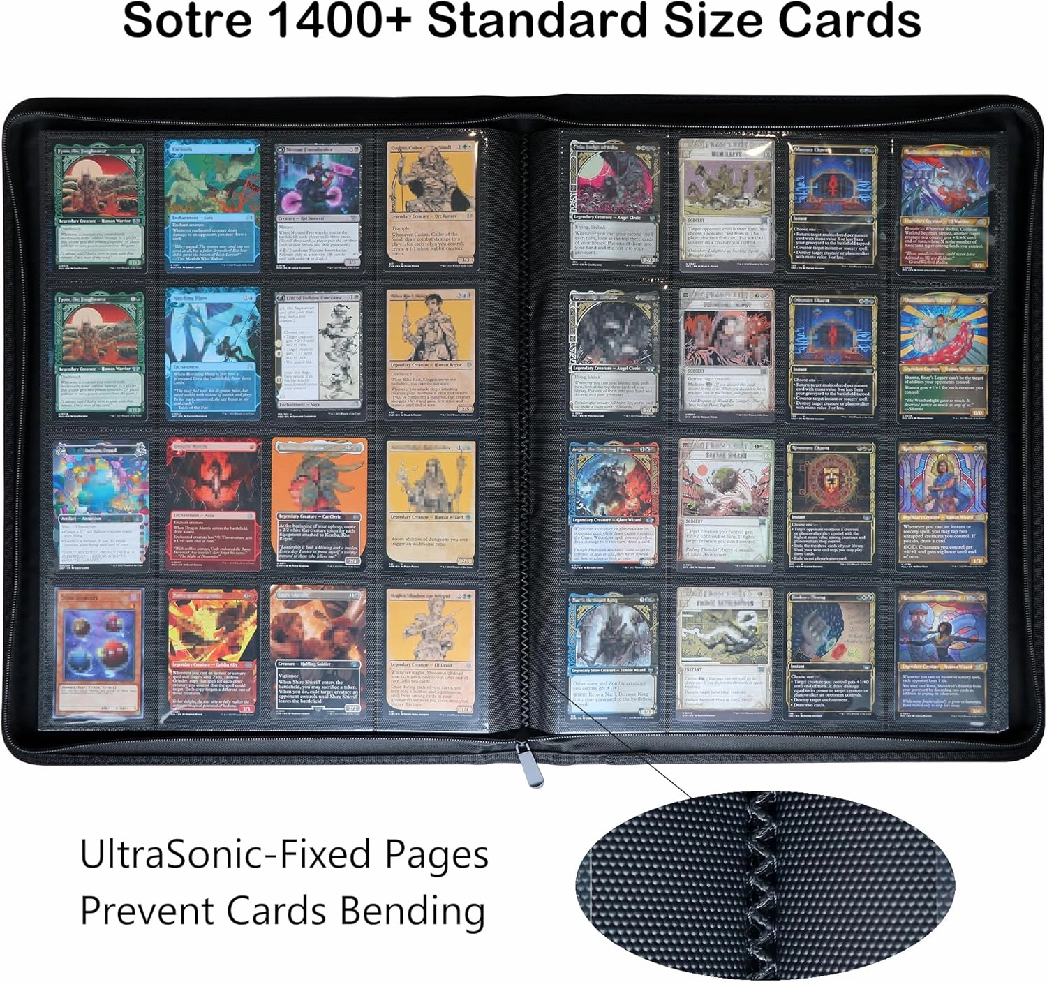 Rayvol Premium 16-Pocket Card Binder - Fits 1408 Trading Cards, Side Loading Ringless Card Collection Album for TCG -Violet