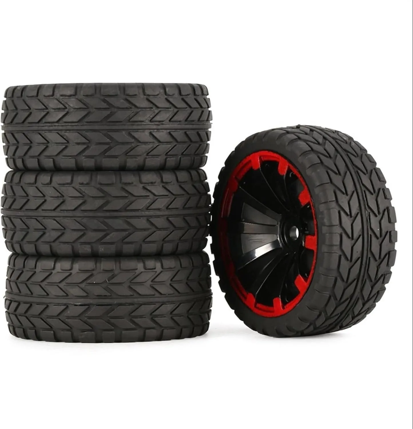 Rc Car Wheel Rim Tire Compatible with Tamiya TT01 TT02 TA06 XV01 PTG-2 for HPI WR8 for HSP 1/10 RC for Racing Car Tires On Road Touring Drift Car Tyre Wheel
