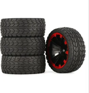 Rc Car Wheel Rim Tire Compatible with Tamiya TT01 TT02 TA06 XV01 PTG-2 for HPI WR8 for HSP 1/10 RC for Racing Car Tires On Road Touring Drift Car Tyre Wheel