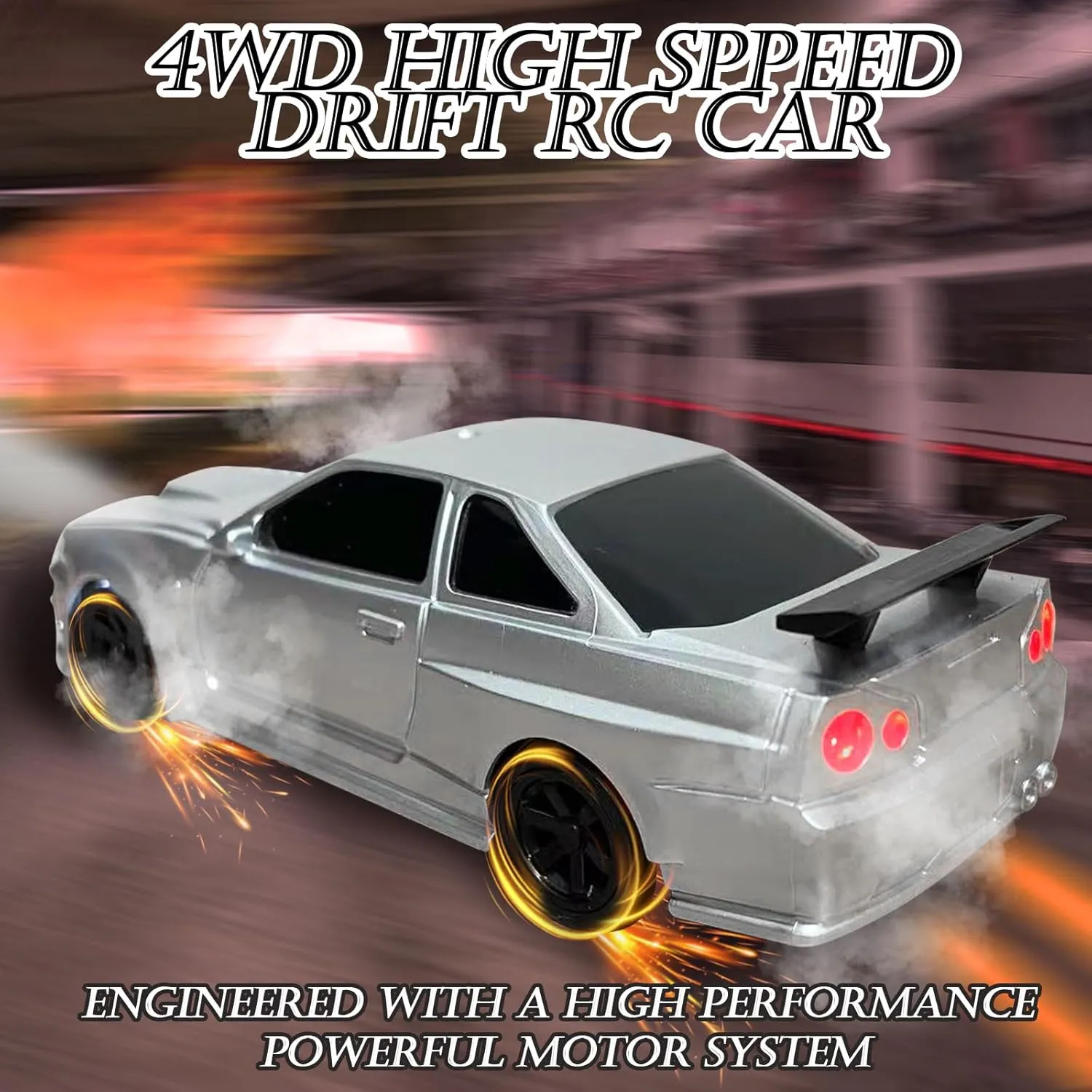 RC Drift Car, 1/43 Mini Remote Control Car with Gyroscope, 2.4GHz 4WD Full Proportional High Speed Fast RC Cars with LED Lights Racing Tires, Hobby RC Cars Toy Model Gift for Adults, Kids, Boys