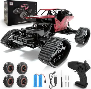 RC Monster 2 in 1 Remote Control Car for Boys Girls, 1:14 Scale 25  KM/H RC Trucks Car 2.4GHz All Terrains Off Road Monster Crawler Vehicle Toy with 2 Rechargeable Batteries (Red)
