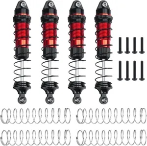 RC Shock Absorber Set, Aluminum Front Rear Universal Shock Absorber Oil Damper for Losi 1/18 Mini LMT 4X4 Brushed Monster Truck RTR Upgrade Parts (Red)