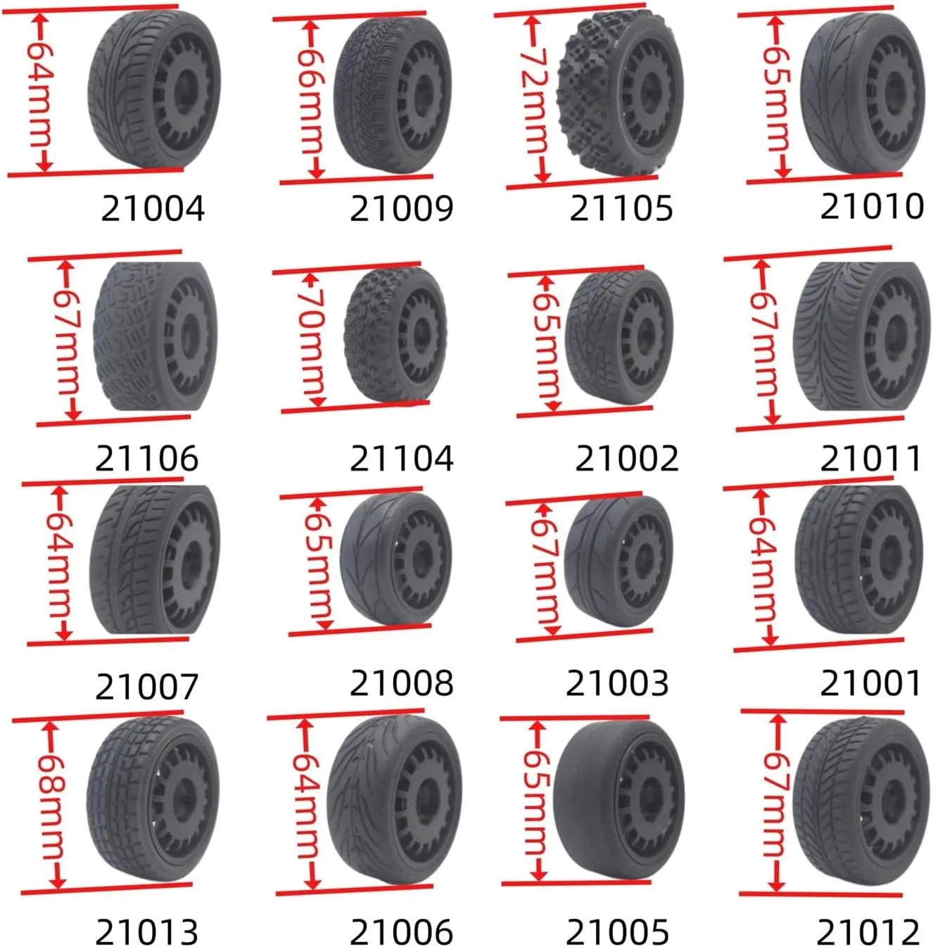 RC Tyre Set for HSP for HPI for Kyosho for Sakura for Tamiya for Yokomo 4pcs 1/10 Soft Rubber Tire Touring Car Tire 1/10 for Rally Tire(21105)