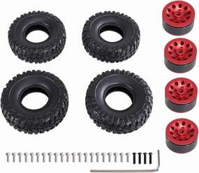 RC Car Accessories for MN 1/12 for MN82 LC79 for MN78 D90 D91 D96 99S 99SV2 for WPL 1/16 C14 C24 C34 C44 B14 B16 B36 Rc Car Clip Type Tire Soft Tire Skin Parts(Red)