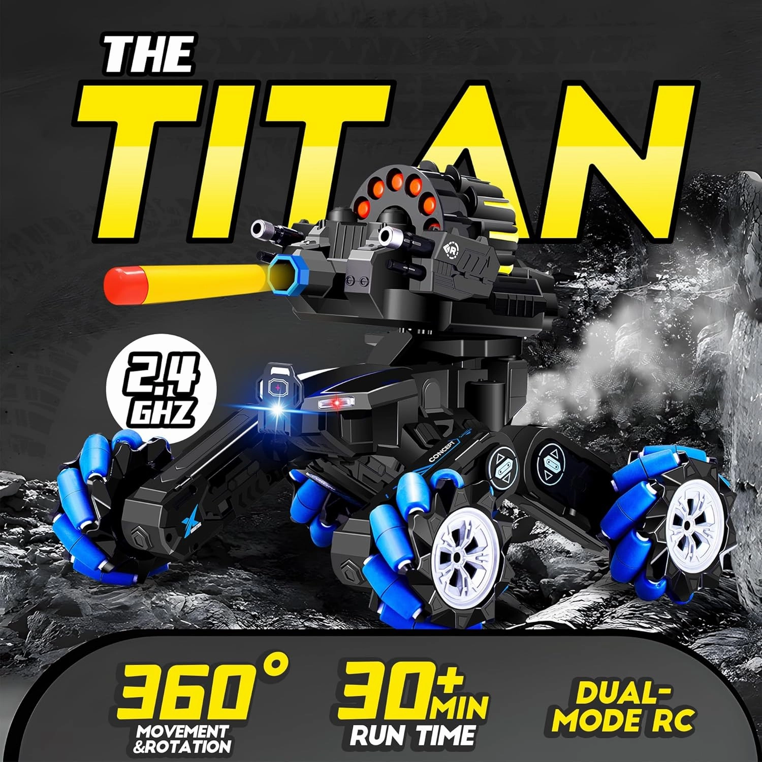 RC Tank That Shoots Gesture Sensing RC Tank, 2.4GHz Battle Soft Bullets Hand Control Car Drift Remote Control Trucks for Boys & Girls 8-12, Remote Control Tank with Light Music