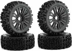 Rc Wheel Rim Tire for HSP 1/8 RC for Racing for for Buggy Tire Bar Crust for Small Pin 17mm Nut Medium Soft Long Wear Strengthen Hub High-Grip Tires 4Pcs RC Tires