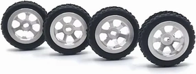 Rc Wheel Rim Tire for WLtoys 284131 for K969 979 989 999 for P929 939 1/28 RC Car Parts Metal Upgrade for Racing Wheel Soft Tire Skin(Silver)