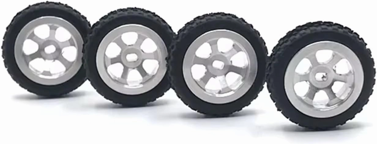 Rc Wheel Rim Tire for WLtoys 284131 for K969 979 989 999 for P929 939 1/28 RC Car Parts Metal Upgrade for Racing Wheel Soft Tire Skin(Silver)