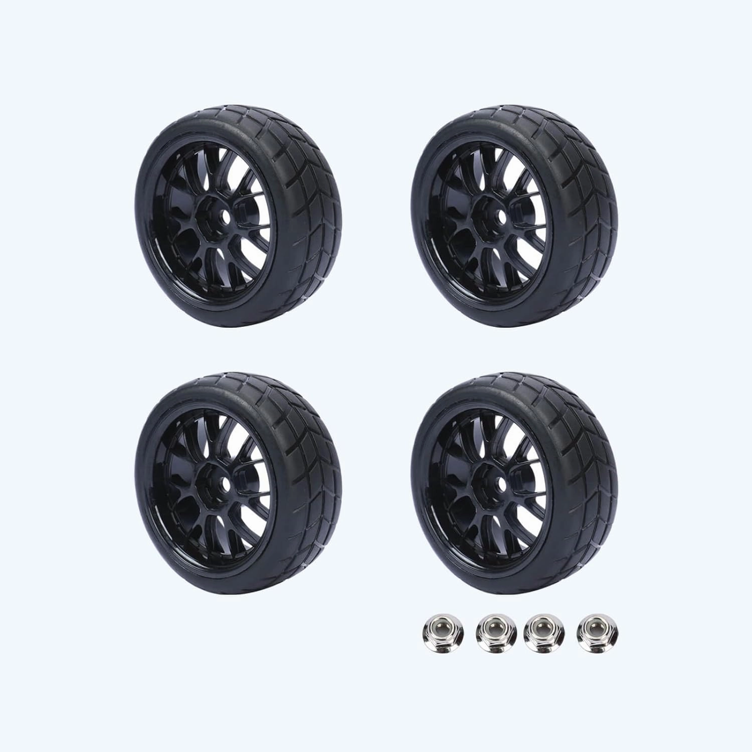 RCAWD Pre-Glued RC Wheel and Tires fit 12mm Hex Hub for 1/10 Redcat, Hpi, Tamiya, Associated, HSP,ExceedRC Series On Road Drift RC Car