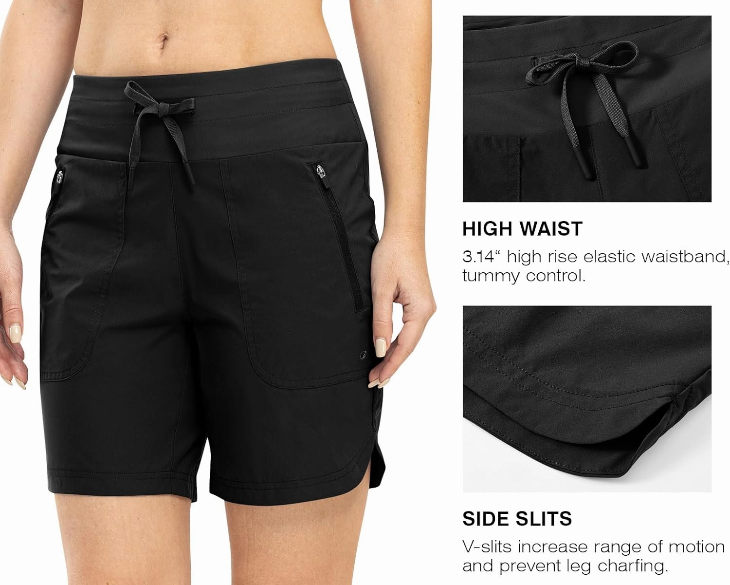Rdruko Women's Swim Board Shorts with Liner 7" High Waisted UPF 50  Beach Trunks Shorts