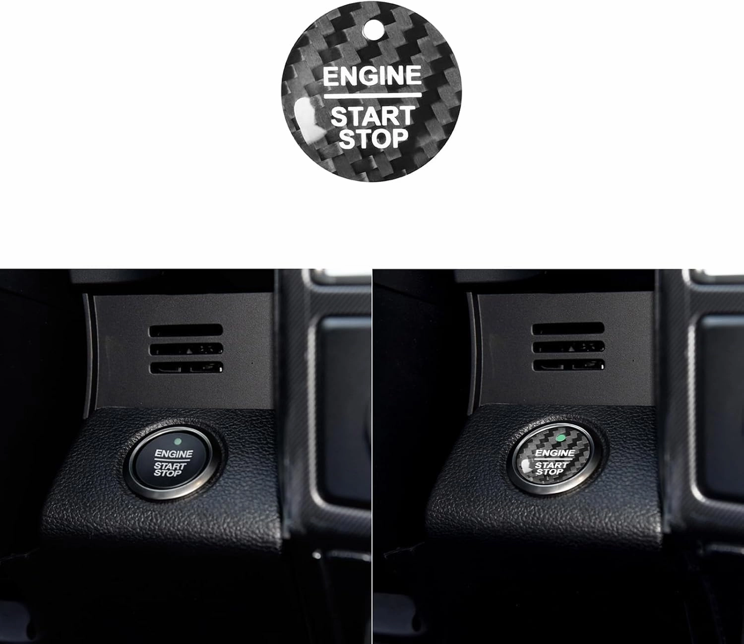 Real Quality Soft Carbon Fiber Car Engine Start Stop Button Ignition Switch Cover Decal Premium Sticker Accessories Compatible with Ford Mondeo/Fusion 2013 2014 2015 2016 2017 2018 2019 Black