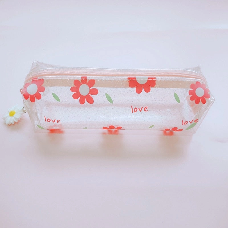 Realaiot 1 Pcs Kawaii Pencil Case Flower School Pencil Box Pencilcase Pencil Bag School Supplies Stationery