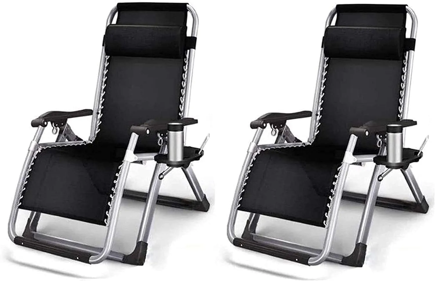Recliner Lightweight Sun Lounger Foldable Garden Chairs Set of 2 Folding Reclining Sun Lounger,Recliner Zero Gravity Chairs Simple Reinforced Lazy Chair ForGarden and OutdoorCamping Folding Recl