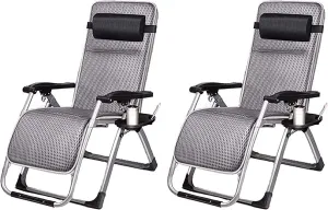 Recliner Lightweight Sun Lounger Foldable Garden Chairs Set of 2 Folding Reclining Sun Lounger,Recliner Zero Gravity Chairs Simple Reinforced Lazy Chair ForGarden and OutdoorCamping Folding Recl