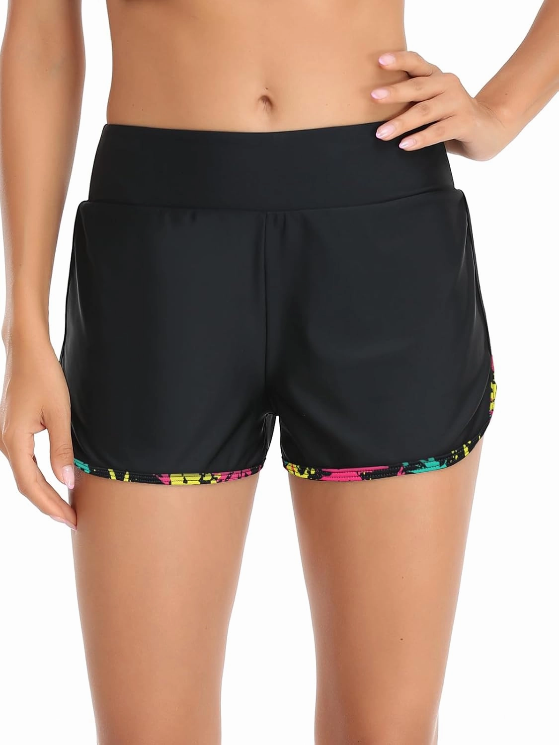 RELLECIGA Women's Board Shorts High Waisted Tummy Control Built-in Swim Shorts