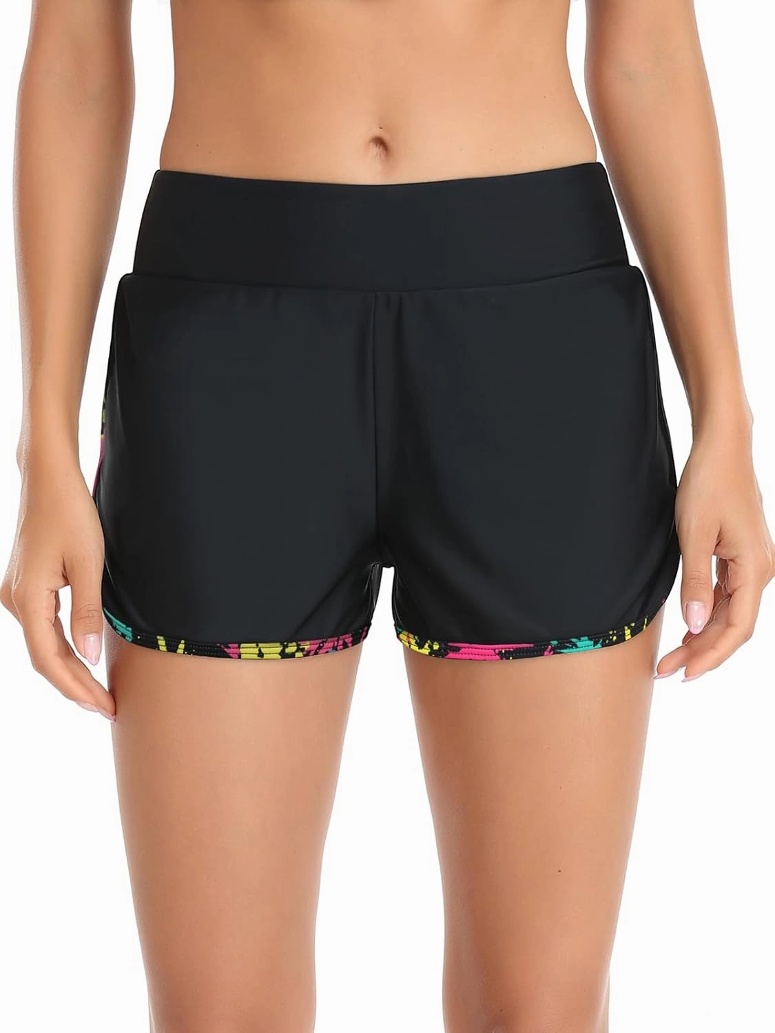 RELLECIGA Women's Board Shorts High Waisted Tummy Control Built-in Swim Shorts