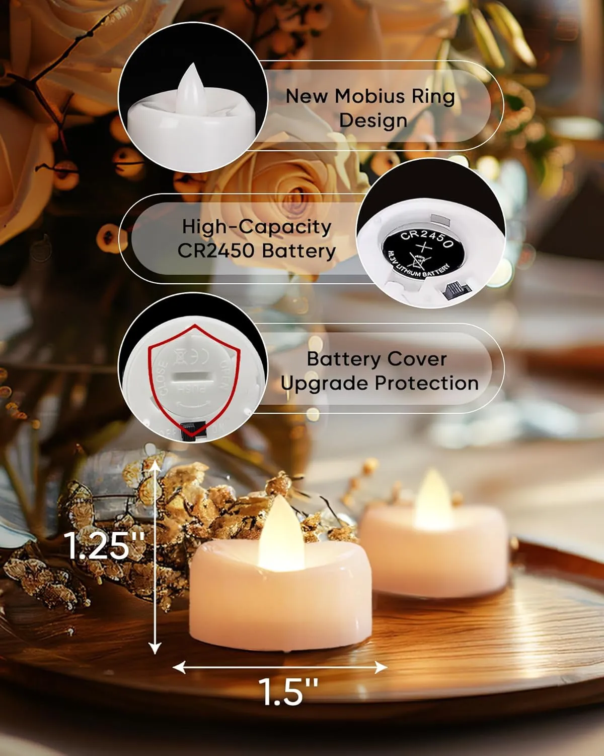 Remote Flameless Tea Lights - 12PCS Battery Operated LED Candles With Timer, 400  Hours Remote Control for Holiday Table Centerpieces Decor