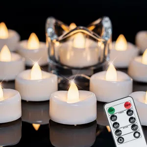 Remote Flameless Tea Lights - 12PCS Battery Operated LED Candles With Timer, 400  Hours Remote Control for Holiday Table Centerpieces Decor