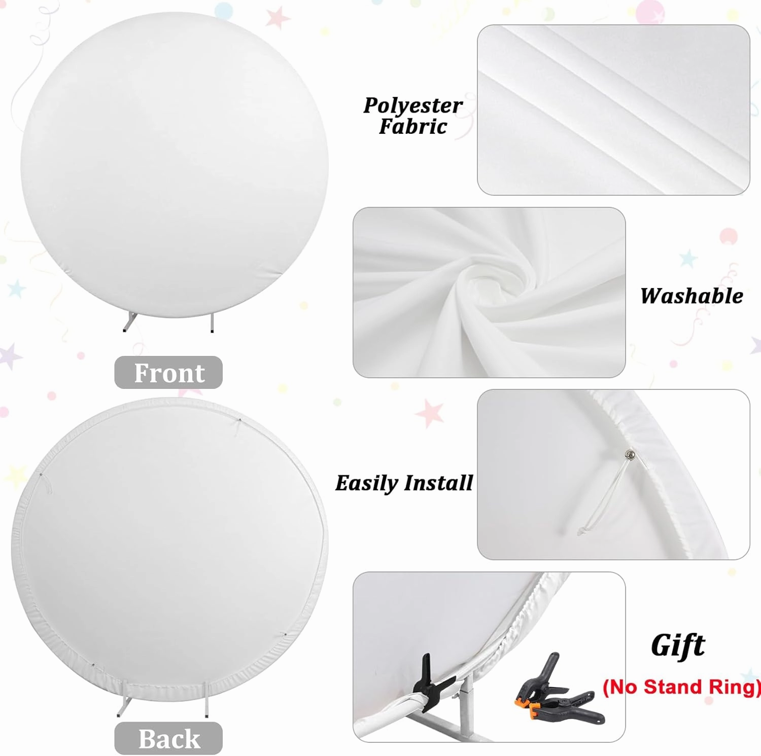 Renaiss 7.2x7.2ft Ice Freeze Castle Round Backdrop Cover Winter Wonderland Circle Photography Background Ice Snow World Snowflake Princess Girl Baby Shower Birthday Party Decor Arch Photo Booth Props