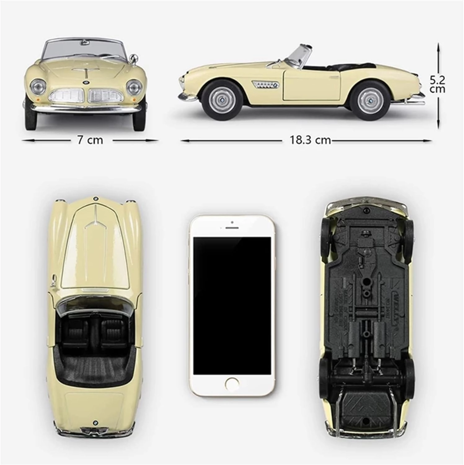 Resin Car Vehicle Model Fit for BMW 507 1 24 Soft Top Convertible Alloy Die-cast Classic Car Model Decoration Collection Gift Festive Deluxe Gift(C)