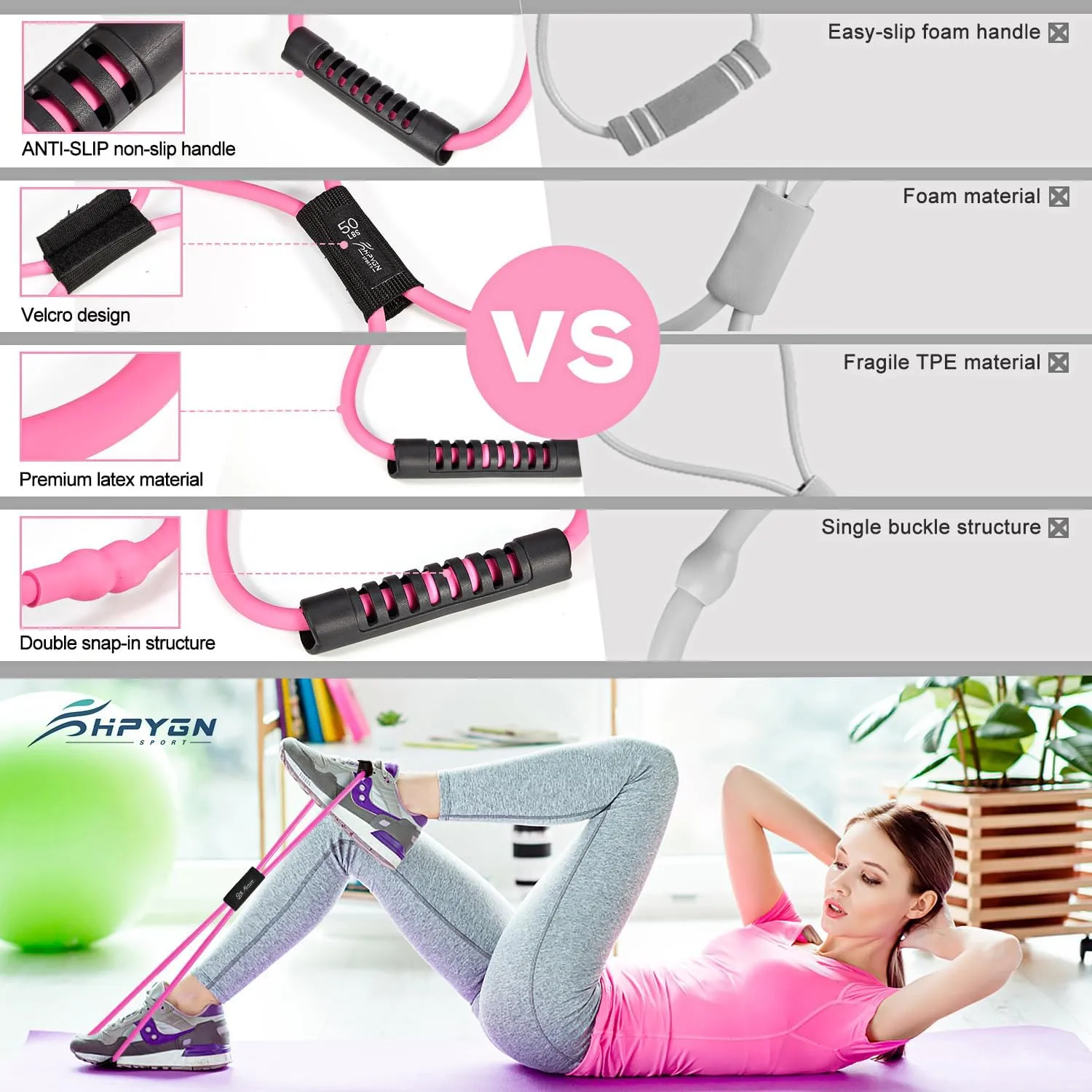 Resistance Bands, Figure 8 Exercise Bands for Women Men, 8 Shaped Resistance Bands for Arms, Chest Expander, Yoga Gym Fitness Pulling Rope 8 Word Elastic for Exercise Muscle Training Tubing