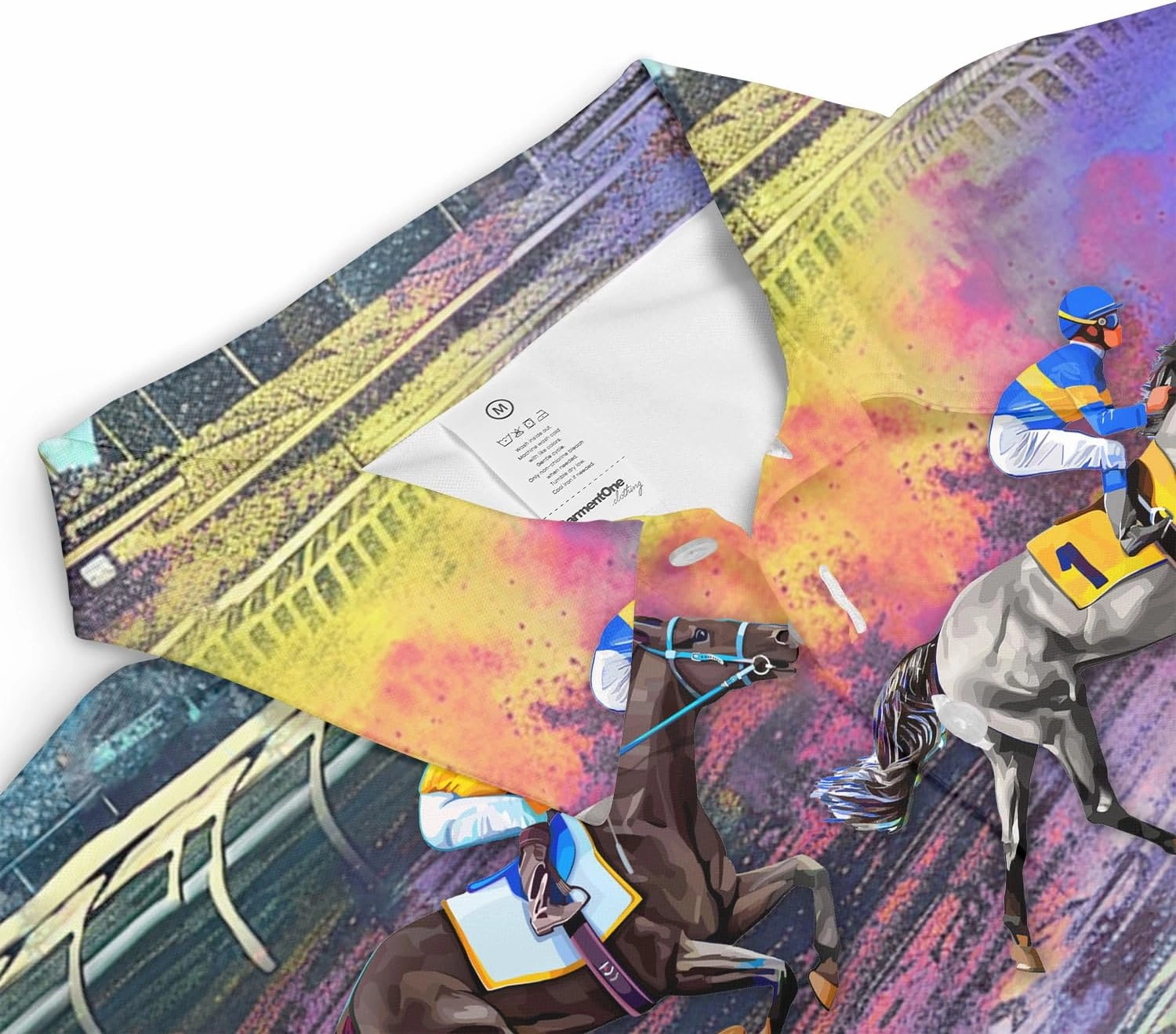 Retro Horse Racing Polo Shirts for Men Horse Racing Golf Polos Mens Polo Shirts Short Sleeve Button Up Shirt Men
