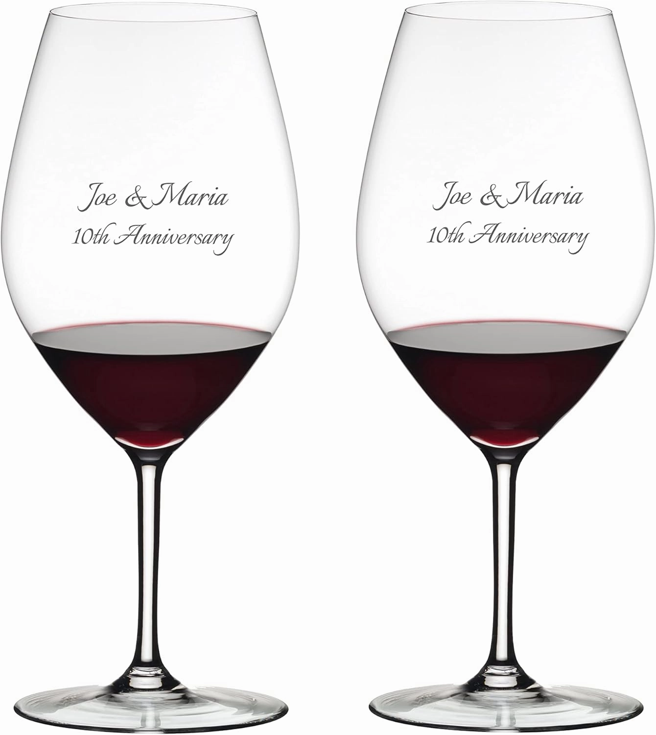 Riedel Personalized Wine Friendly Magnum Wine Glasses, Set of 2 Custom Engraved Large Crystal Wine Glass for Red or White Wine, Home Bar Accessories