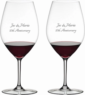 Riedel Personalized Wine Friendly Magnum Wine Glasses, Set of 2 Custom Engraved Large Crystal Wine Glass for Red or White Wine, Home Bar Accessories
