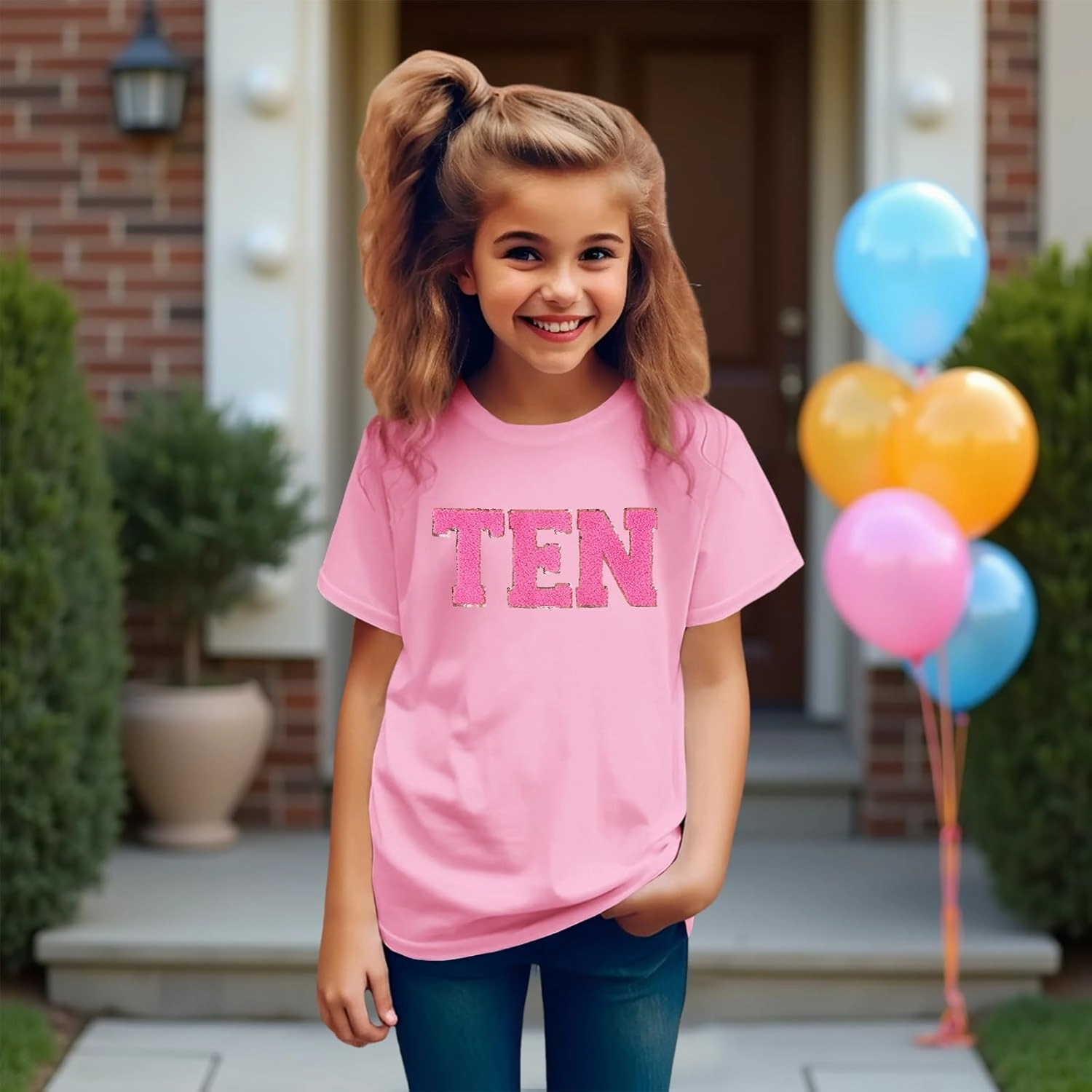 Ritatte Birthday Girl Shirt Kids Girls 5th 6th 7th 8th 9th 10th T-Shirts Sequin Embroidered Party Outfit 5-10 Years