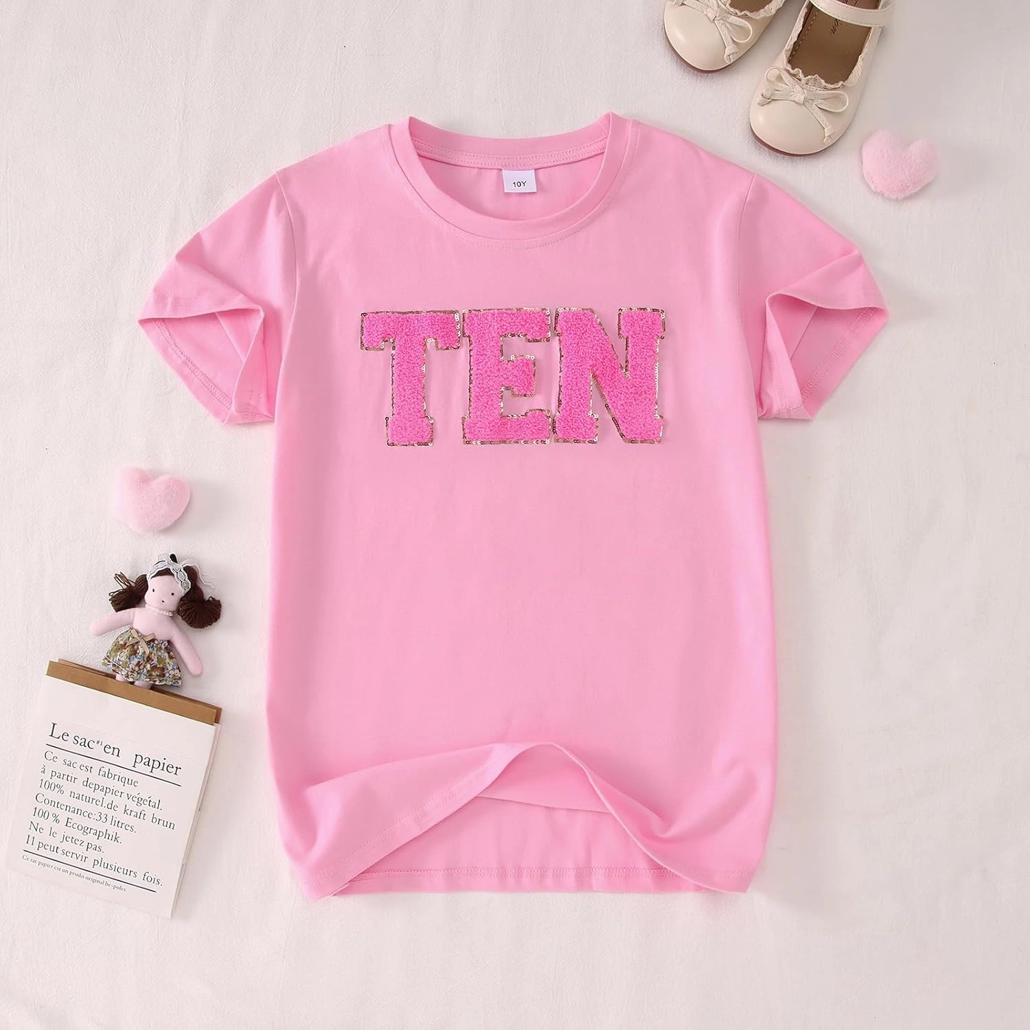 Ritatte Birthday Girl Shirt Kids Girls 5th 6th 7th 8th 9th 10th T-Shirts Sequin Embroidered Party Outfit 5-10 Years