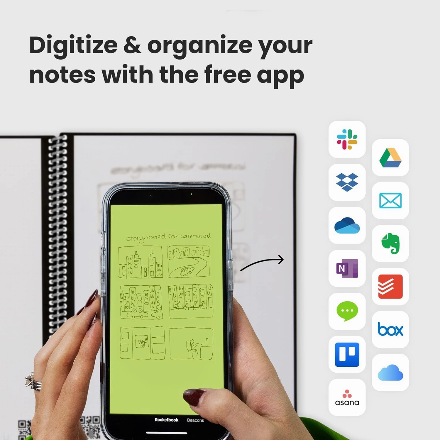 Rocketbook Fusion Reusable Undated Productivity Planner, Letter Size 8.5x11, Navy Blue - Goals, Monthly and Weekly Calendar, Daily To-do List, Lined and Dotted Notes Pages