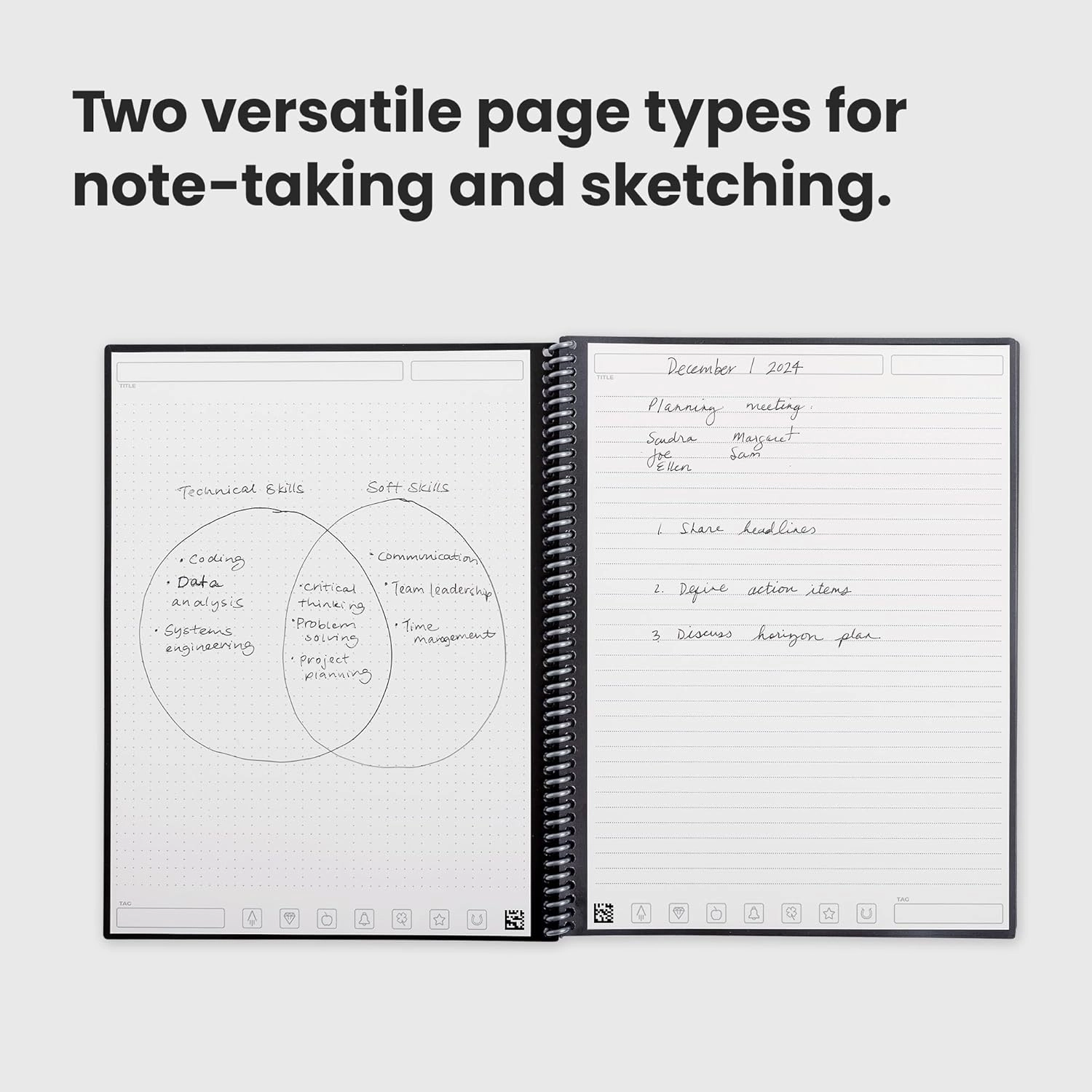 Rocketbook Fusion Reusable Undated Productivity Planner, Letter Size 8.5x11, Navy Blue - Goals, Monthly and Weekly Calendar, Daily To-do List, Lined and Dotted Notes Pages