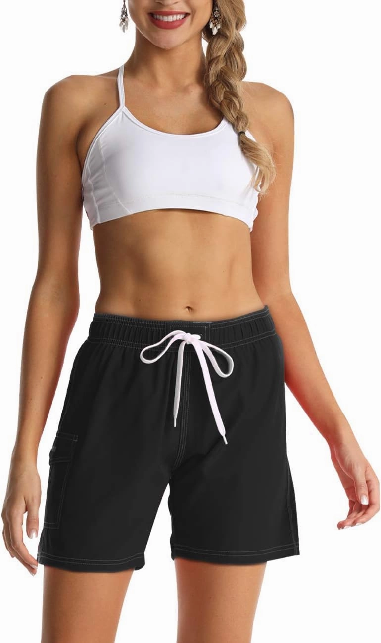 Rocorose Women's Board Shorts Quick Dry Drawstring Sports Summer Bottom Swim Shorts with Pocket