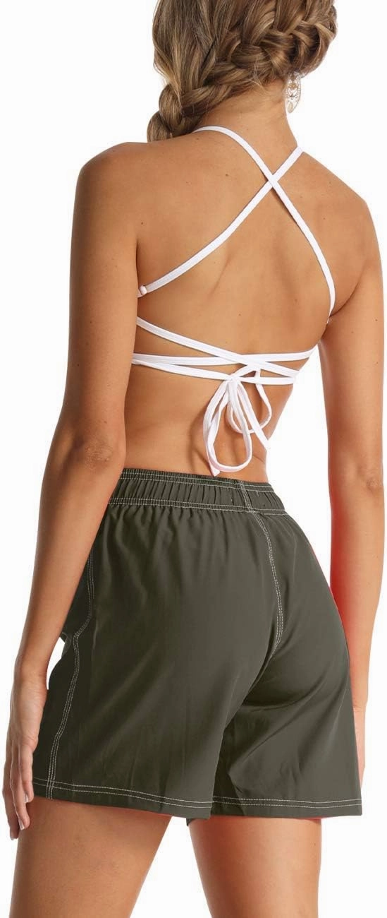 Rocorose Women's Board Shorts Quick Dry Drawstring Sports Summer Bottom Swim Shorts with Pocket
