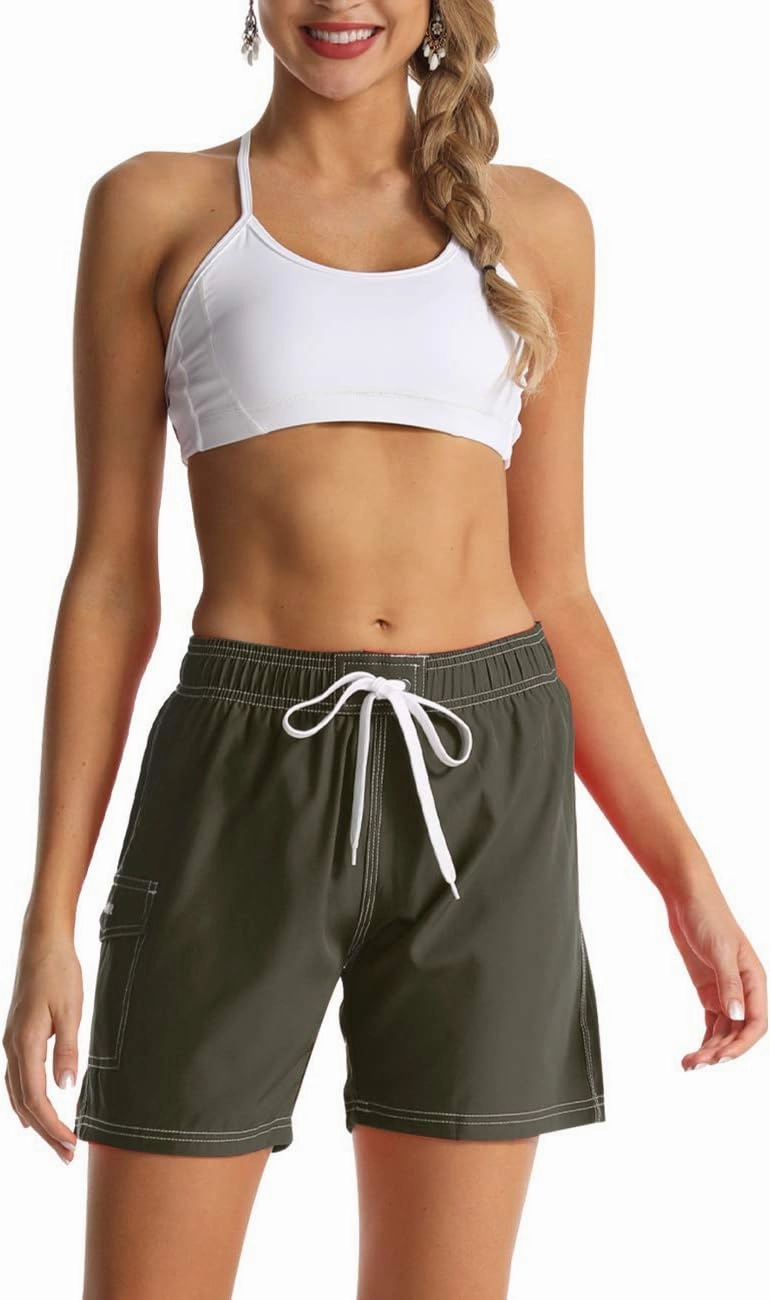 Rocorose Women's Board Shorts Quick Dry Drawstring Sports Summer Bottom Swim Shorts with Pocket