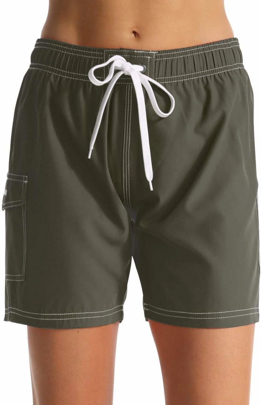 Rocorose Women's Board Shorts Quick Dry Drawstring Sports Summer Bottom Swim Shorts with Pocket