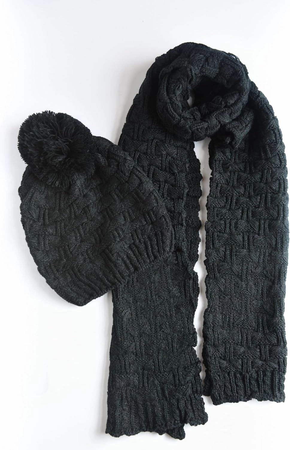 Roll Up Women's Girls Winter Warm Cozy Fashion Knitted Hat Beanie cap Scarf Scarves Seasonal Gift Set