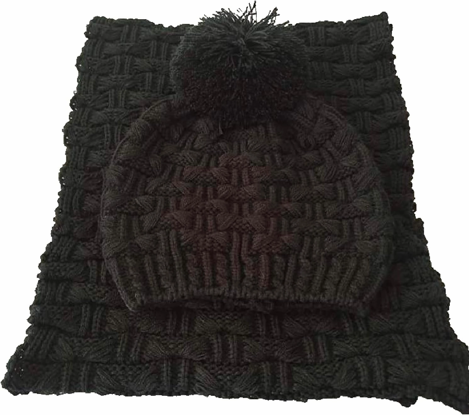 Roll Up Women's Girls Winter Warm Cozy Fashion Knitted Hat Beanie cap Scarf Scarves Seasonal Gift Set
