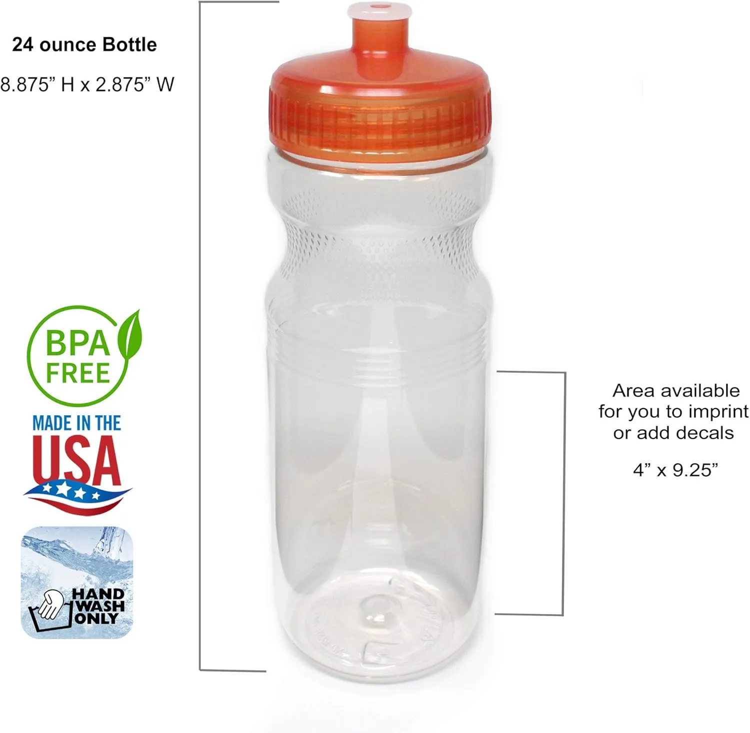 Rolling Sands BPA-Free 24 Ounce Water Bottles, Bulk 100 Pack, Made in USA