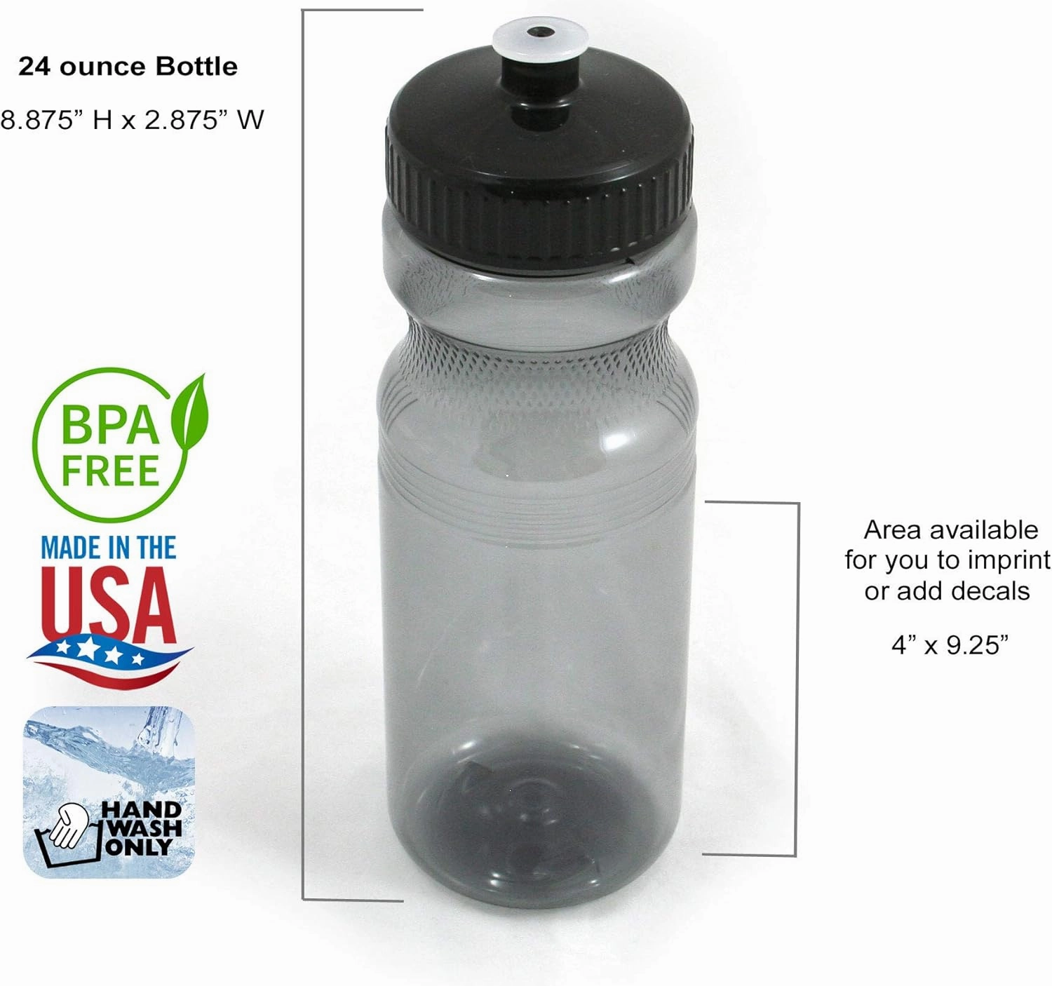 Rolling Sands BPA-Free 24 Ounce Water Bottles, Bulk 100 Pack, Made in USA