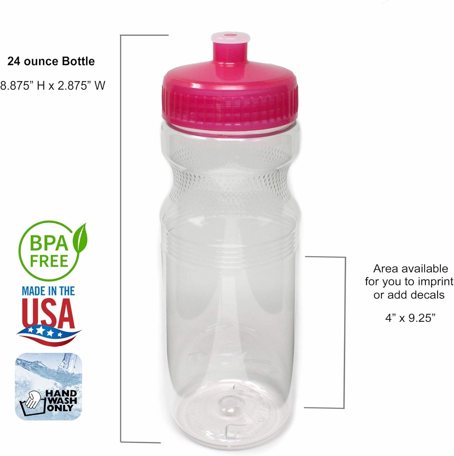 Rolling Sands BPA-Free 24 Ounce Water Bottles, Bulk 100 Pack, Made in USA