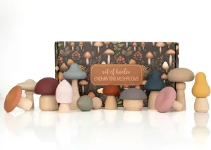 Rool Mushroom Toys Wooden Toys Woodland Kids Toys Toadstool Garden Figurine Fungi Mushroom Decor Set of 12