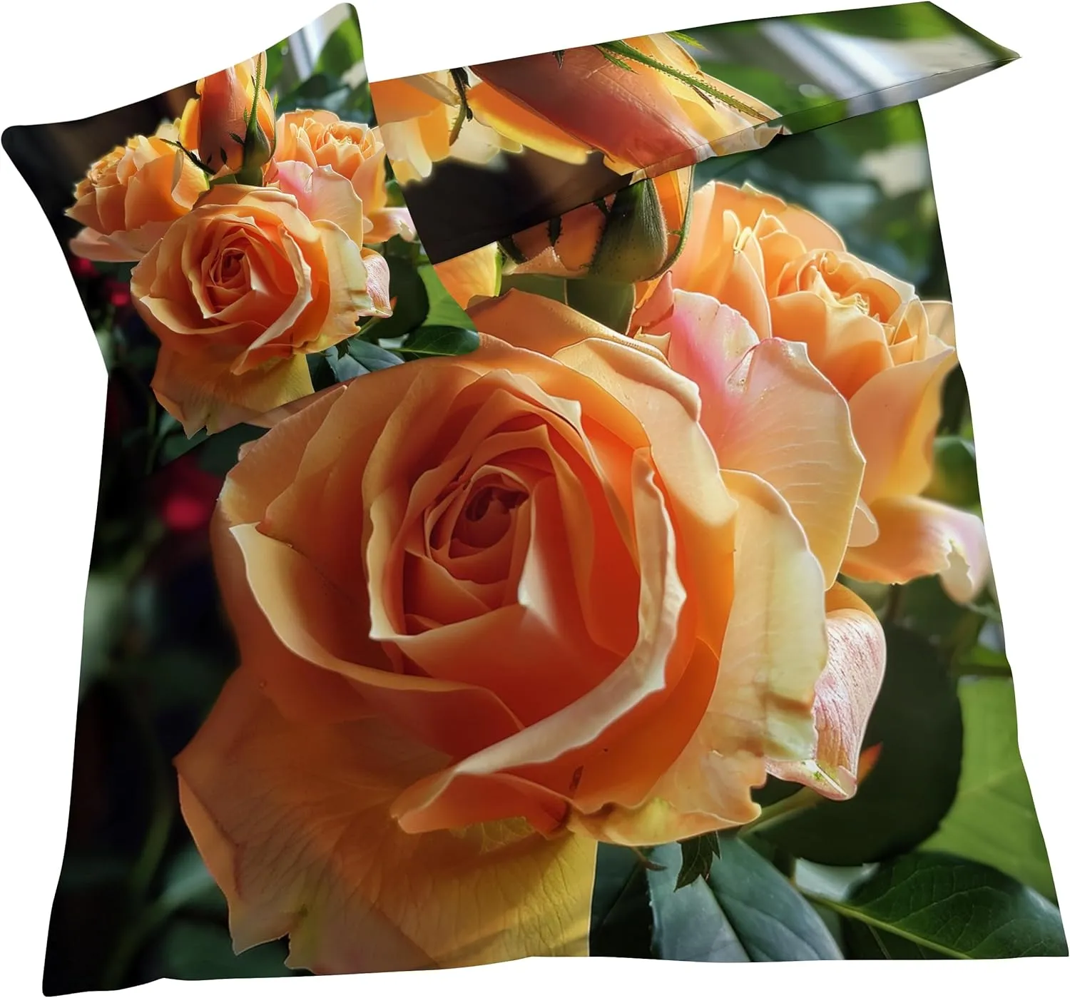 Rose Duvet Cover Cal King Size Set, Flower 3D Bedding Bedroom Decor, Comforter Cover & 2 Pillowcases 3 Pieces, Home Collection Quilt Cover
