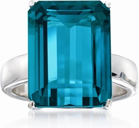 Ross-Simons 14.00 Carat London Blue Topaz Ring in Sterling Silver. Size 9