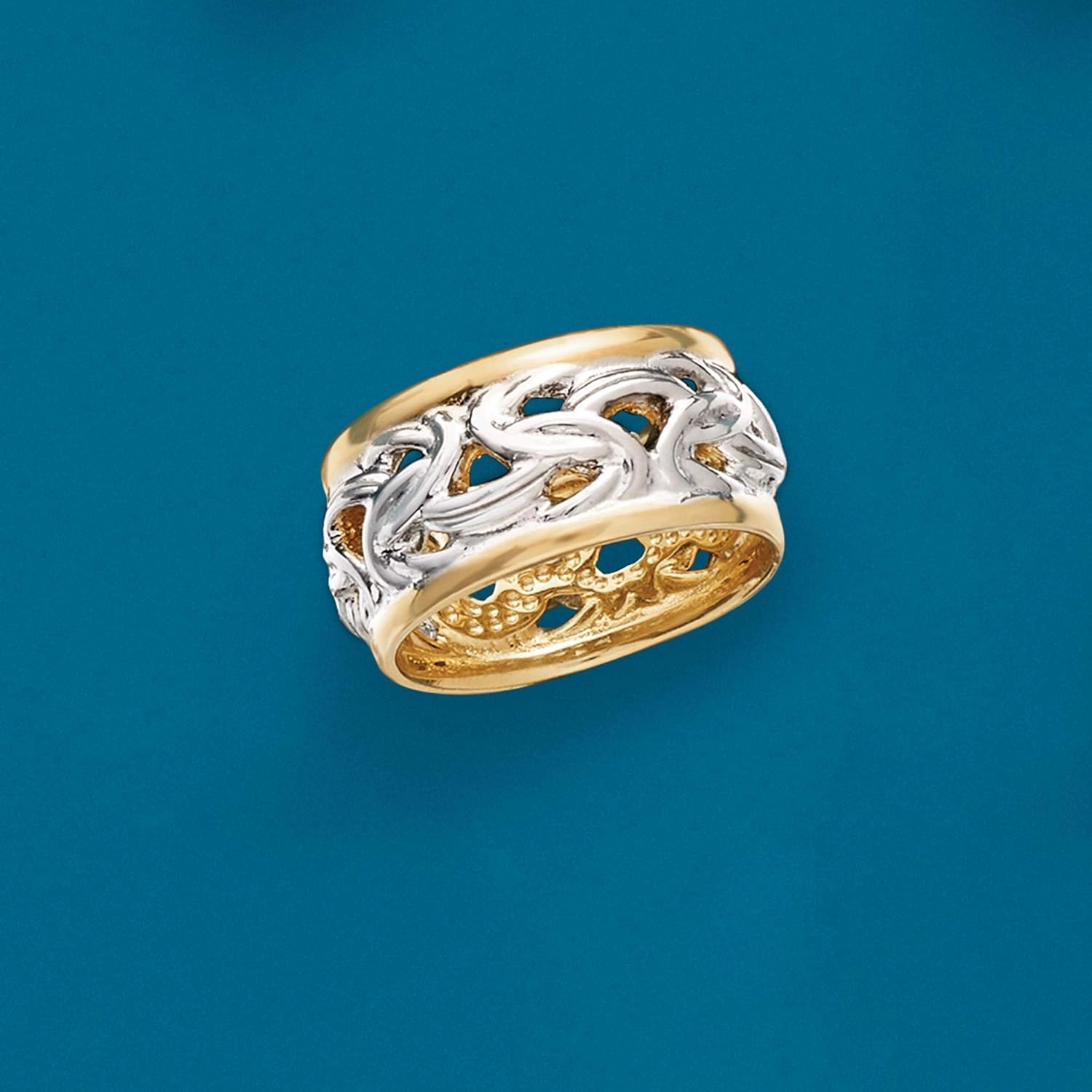 Ross-Simons Italian 2-Tone Sterling Silver Byzantine Ring