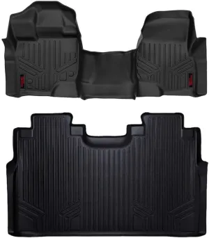 Rough Country All Weather Floor Mats Set for Ford F-150 SuperCrew-Cab (2015-2024) - Custom Fit Rubber F150 Floor Mats, Durable Rubber Truck Mats, Waterproof Truck Floor Mats