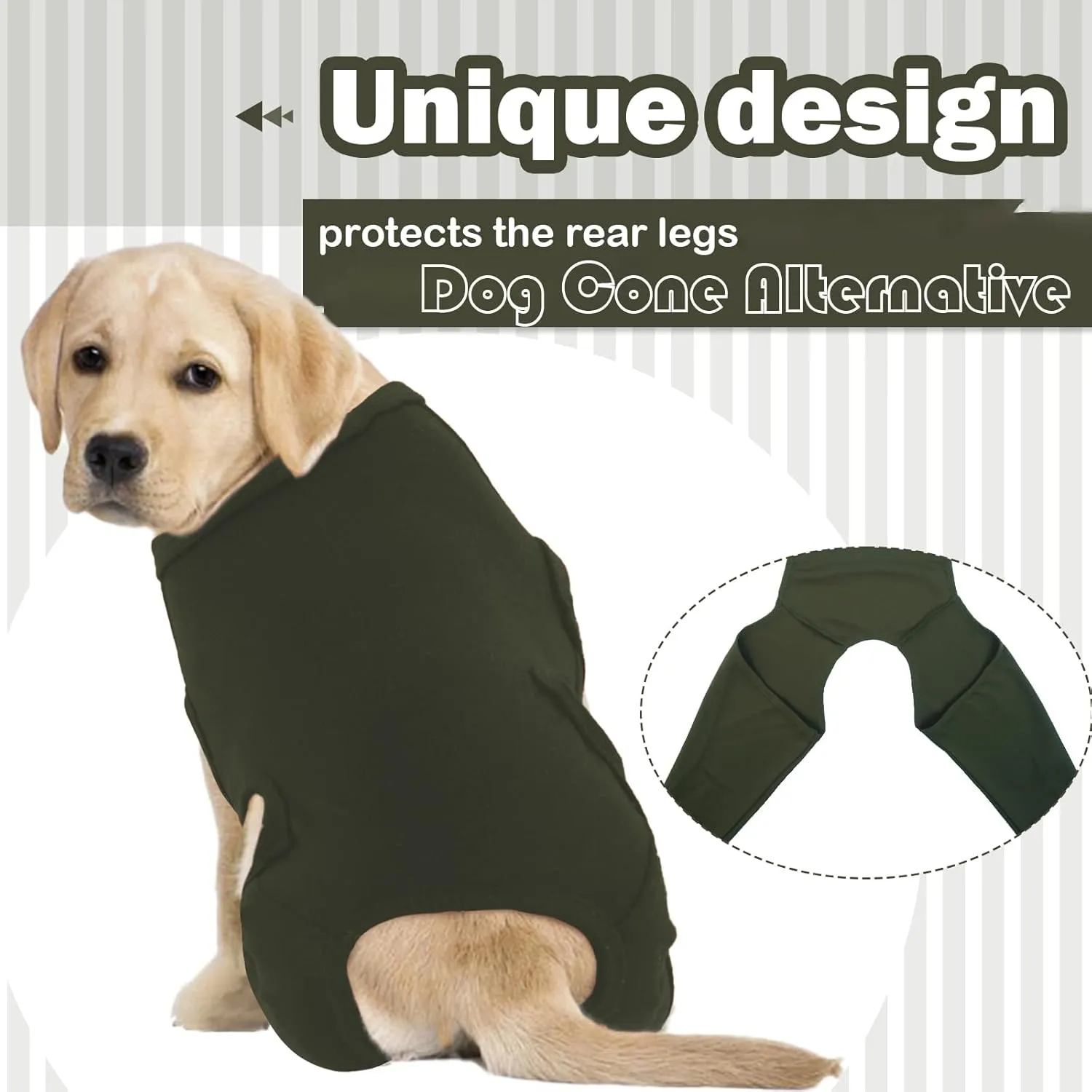 ROZKITCH Dog Surgery Recovery Sleeve Rear Legs, Pet Sleeve to Prevent Licking Wound Elbow Brace Protector, Dog Recovery Suit Cone Collar Alternative for Sprain ACL CCL Arthritis Joint Care Green 3XL
