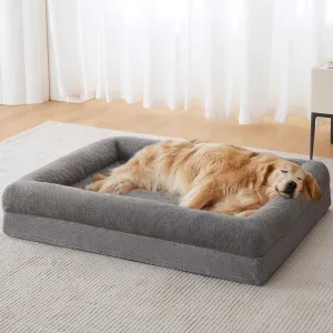 RRPETHOME Washable Dog Beds Large Sized Dogs, Extra Large Orthopedic Dogs Beds with Removable Cover, Waterproof Pet Bed with Bolsters, Dog Couch Bed with Non Slip Bottom, XL, Grey