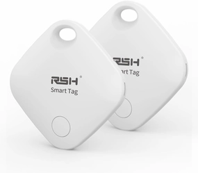 RSH Key Finder 4 Pack Tag with Case Bluetooth Tracker for Luggage Works with Apple Find My Smart Tracker Locator for Suitcase, Bag, Backpack, Wallet, Replaceable Battery Smart tag Item Finder